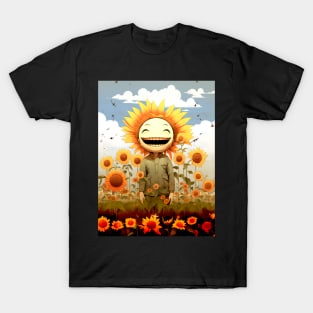 Sunflower Smiles: Be Happy Today on a Dark Background T-Shirt